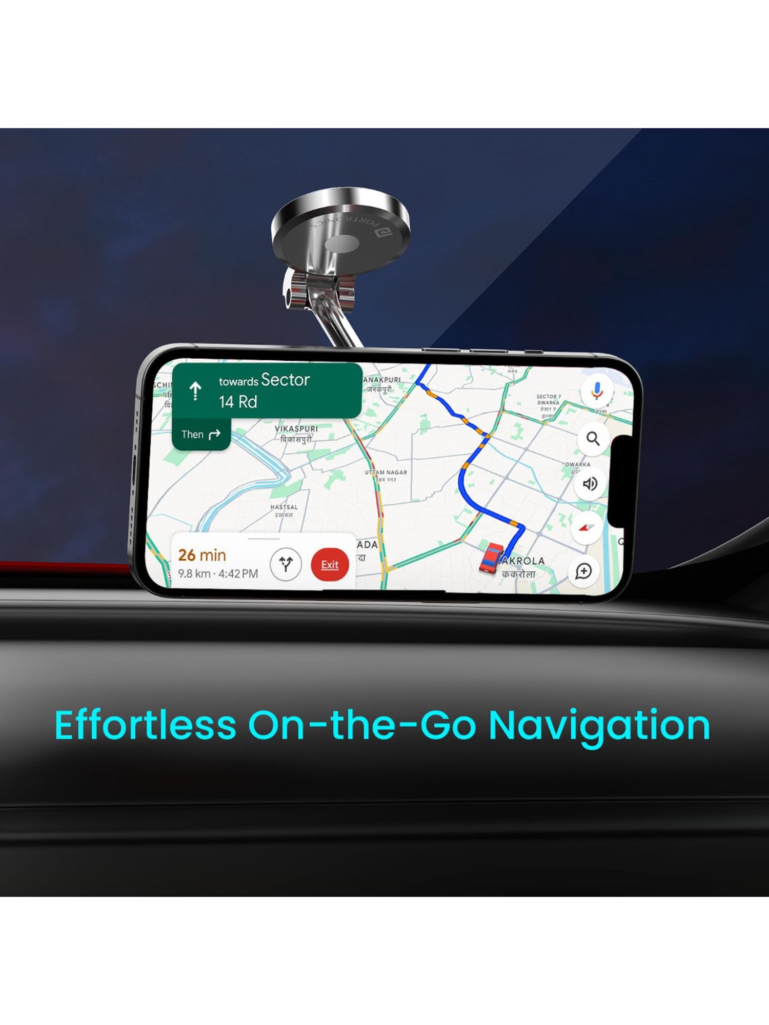 Portronics Mogun 3 Premium 360 Degree Rotation Magnetic Mobile Holder (Black)