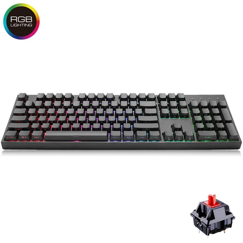 Cooler Master CK372 Cherry MX Red, Ergonomic Design, N-KeyRollover Cool Exterior USB Wired Side-printed, RGB Backlit  Mechanical Gaming Keyboard, PBT Keycaps - Black