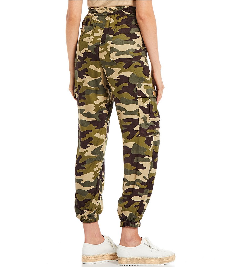 Angie Camo High Rise Cargo Jogger Pants