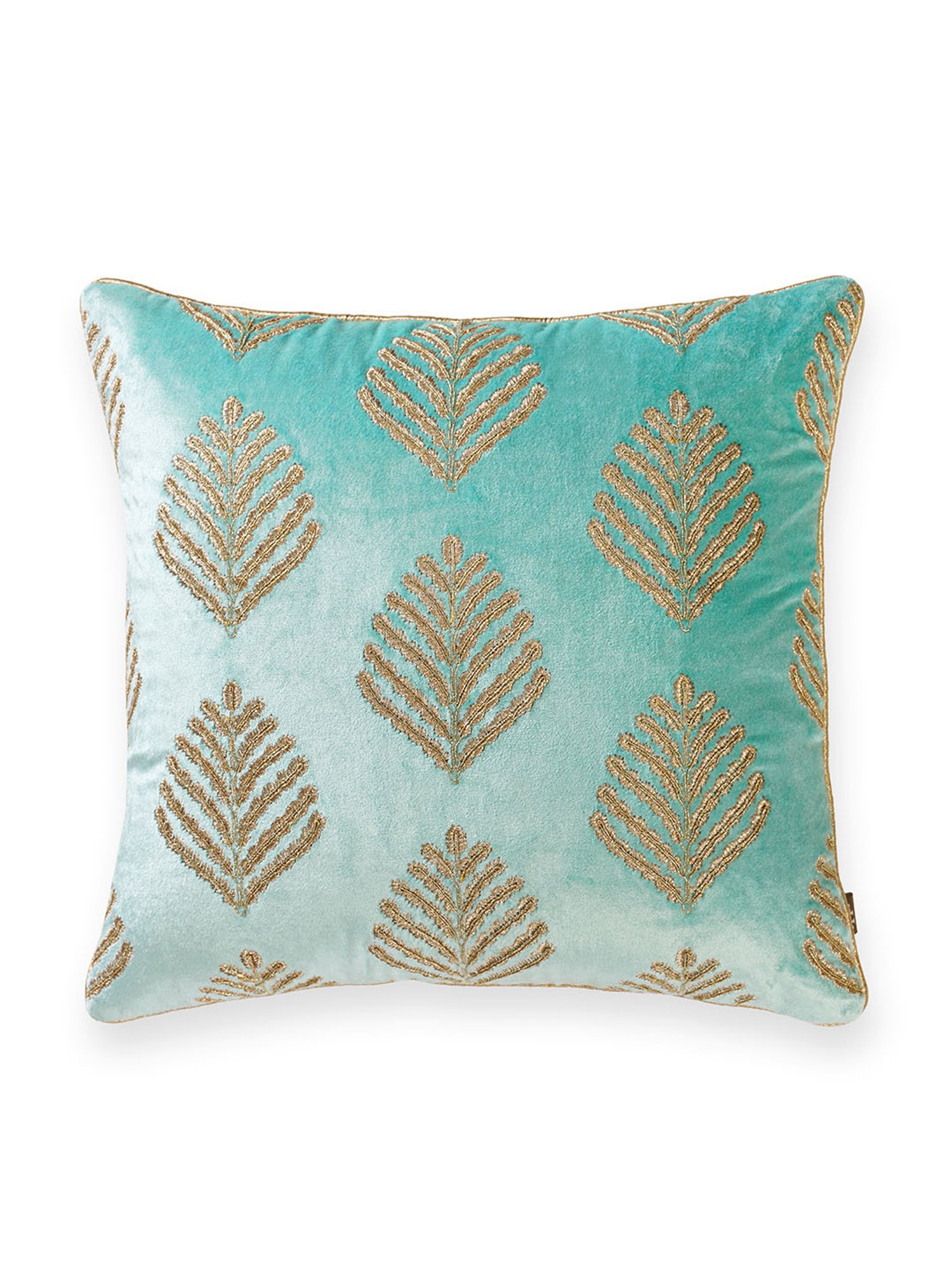 Pure Home and Living Blue Cotton Embroidery Cushion Cover