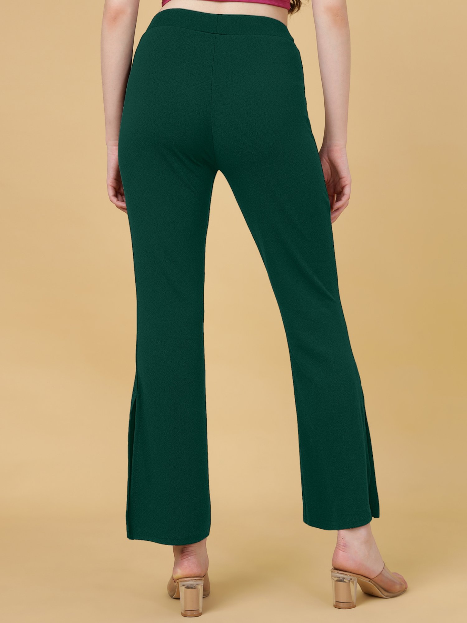 FITHUB Green Regular Fit High Rise Trousers