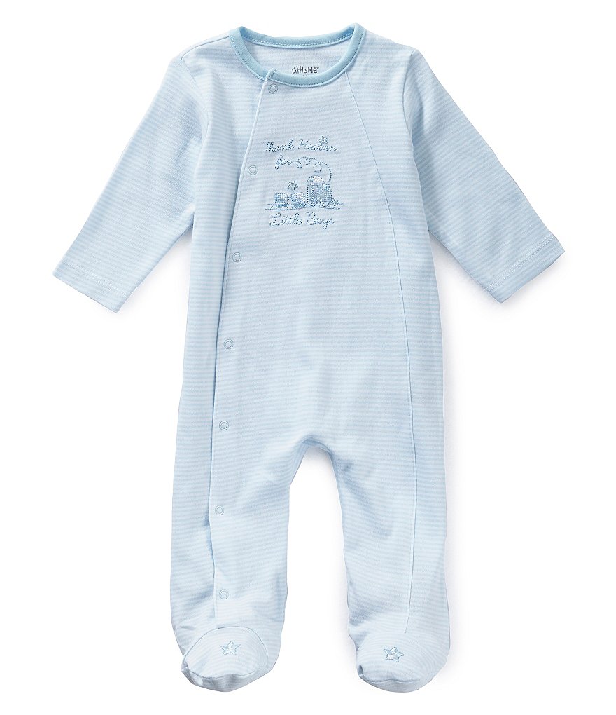 Aden + Anais Baby Boys 6-9 Months Long-Sleeve Blue Moon Footed Coverall