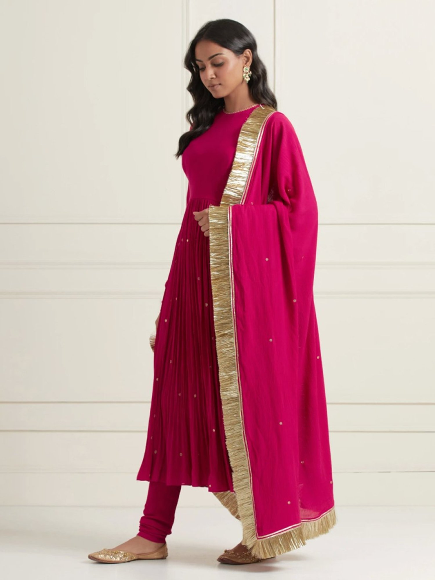 Fusion Beats Light Grey Embroidered A Line Kurta