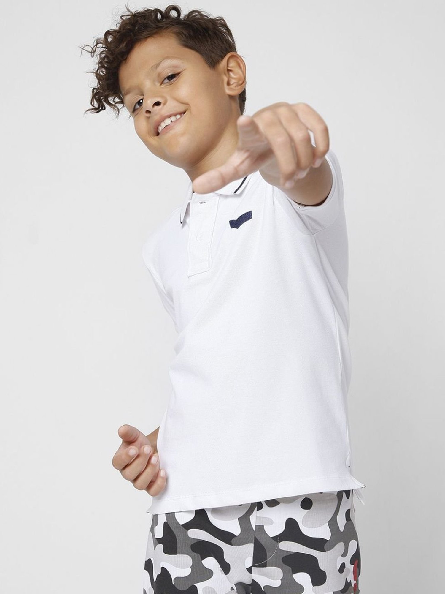 Gas Kids White Slim Fit Polo T-Shirt