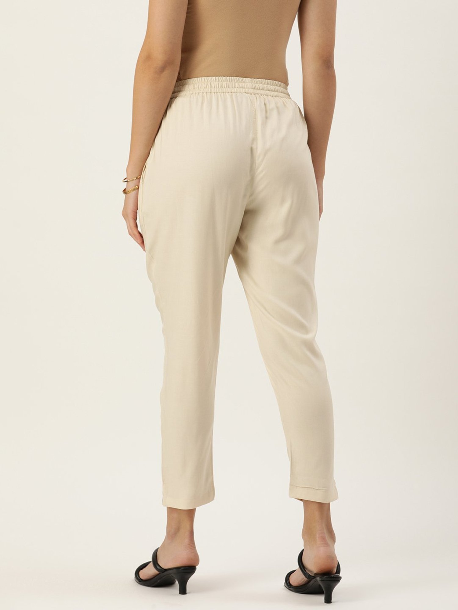 Amukti Beige Rayon Pants