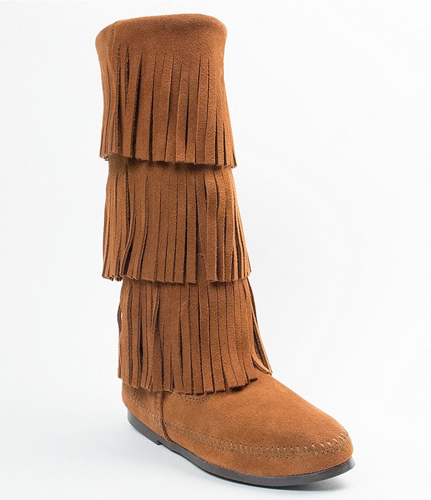 Minnetonka Women's Calf Hi 3-Layer Fringe Boots