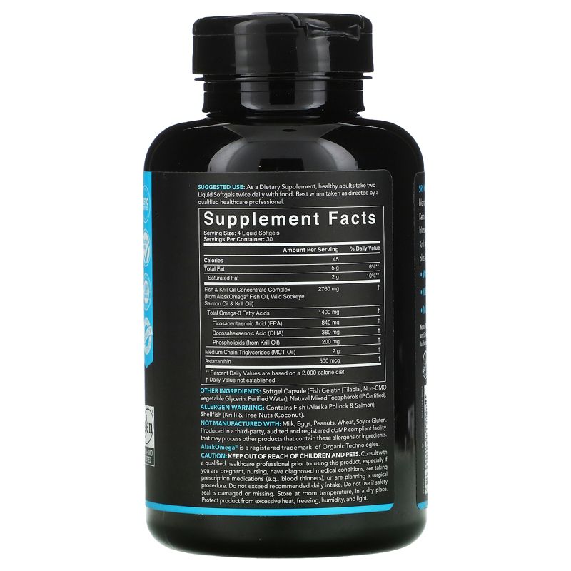 Sports Research Keto Omega with Wild Sockeye Salmon Oil, 120 Softgels, Omegas and Fish Oil