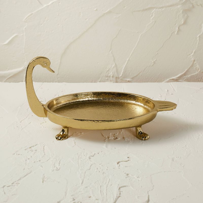 4" x 8" Decorative Brass Swan Figurine Gold - Opalhouse™ designed with Jungalow™