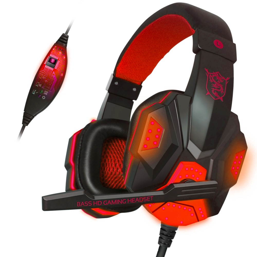 Deep Bass Game Headphone Stereo Surrounded Over-Ear Gaming Headset Headband Earphone with Light for Computer PC Gamer