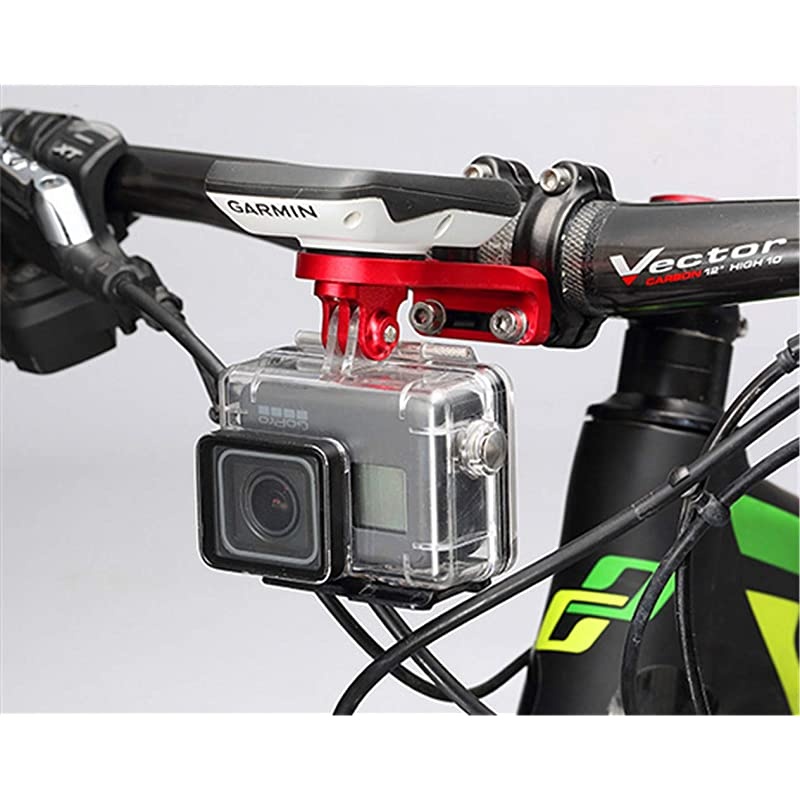 Front Bike Computer Mount Aluminium Alloy Stem Extension Mount Holder for GoPro Garmin Cateye Bryton GPS Computer Sports Camera Black