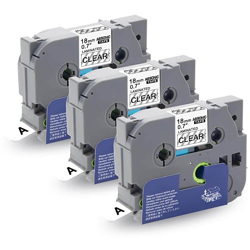 Tze141 Tze 141 Black on Clear 18mm P Touch Laminated Label Tape Compatible for Brother PTD400AD PTD400VP PTD600 PTD600VP PTP750W PT1890C PTD450 PTH300 34in x 262ft 3Pack