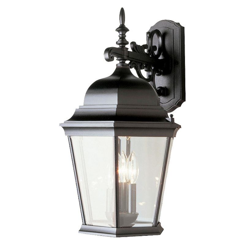 Colonial 23" Wall Sconce Outdoor Lantern In Black