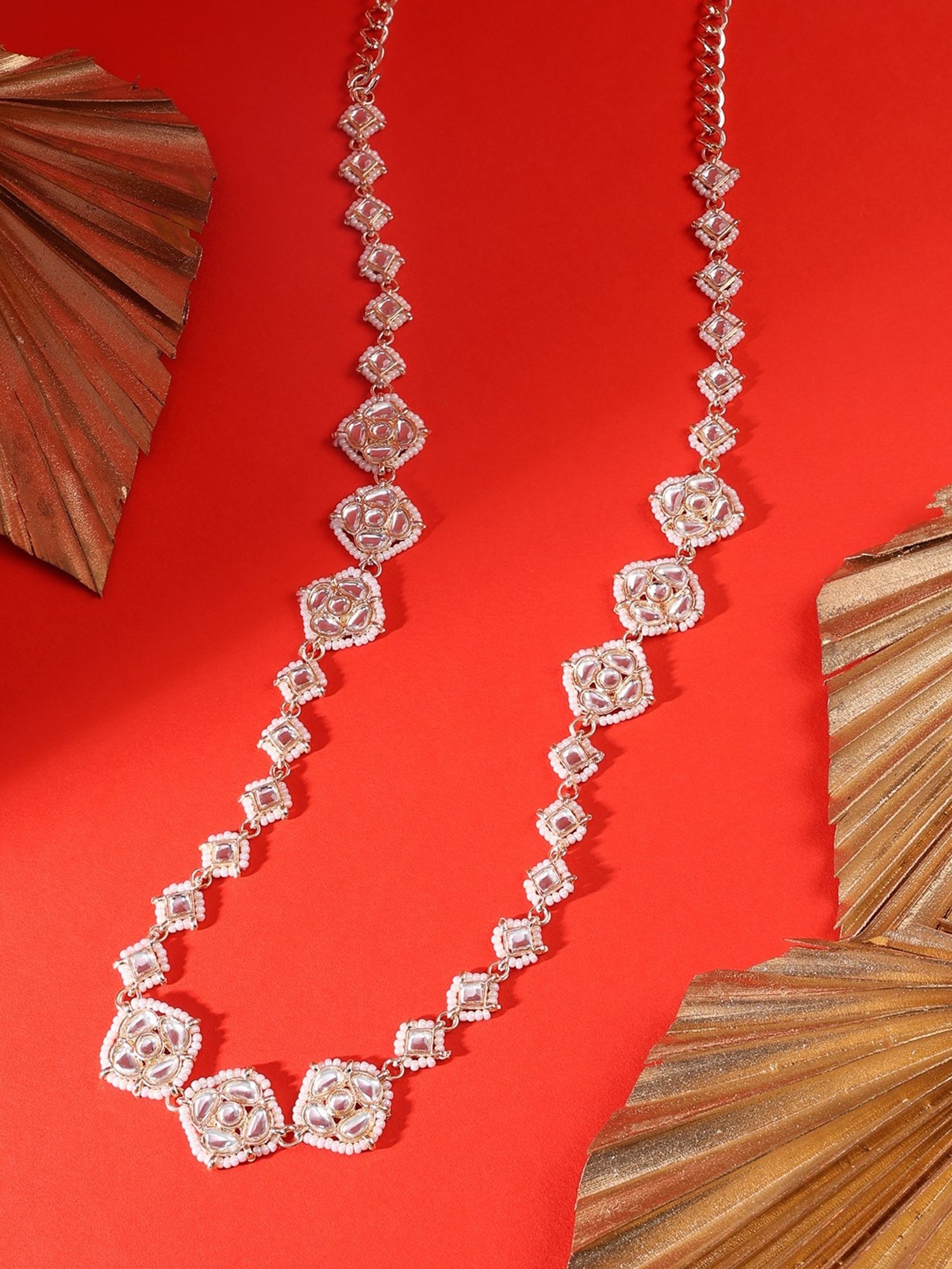 Zaveri Pearls Gold Tone Traditional Kundan Pearls Embellished Bridal Kamarbandh-ZPFK15968