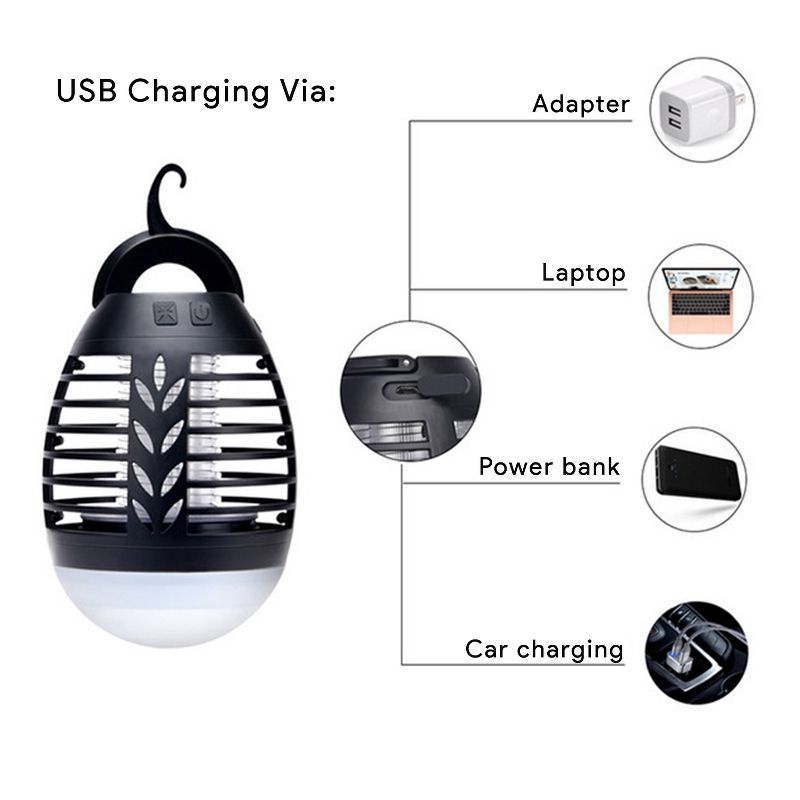 Dartwood Outdoor Bug Zapper - Waterproof, USB Rechargeable and Battery Powered Mosquito Killer, Insect Trap and Fly Swatter
