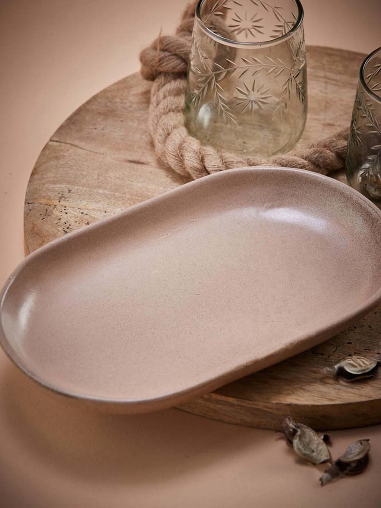 Fabindia Chitra Red Ceramic Large Oval Platter