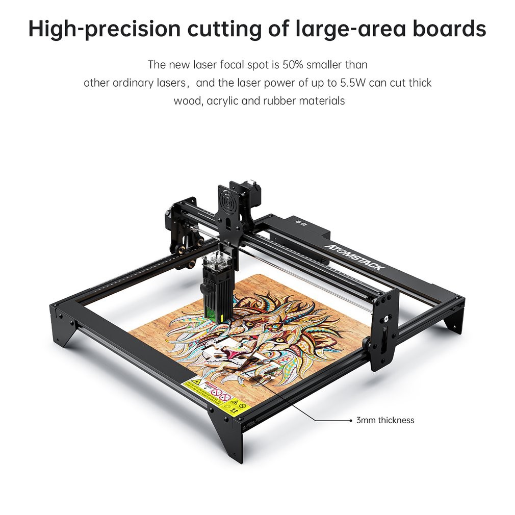 Laser Master - 450mm 30W CNC Engraving Cutting Machine - DIY Laser Marking for Metal - Eye Protection - Precise Fixed Focus Marker For Metal Vinyl Wood
