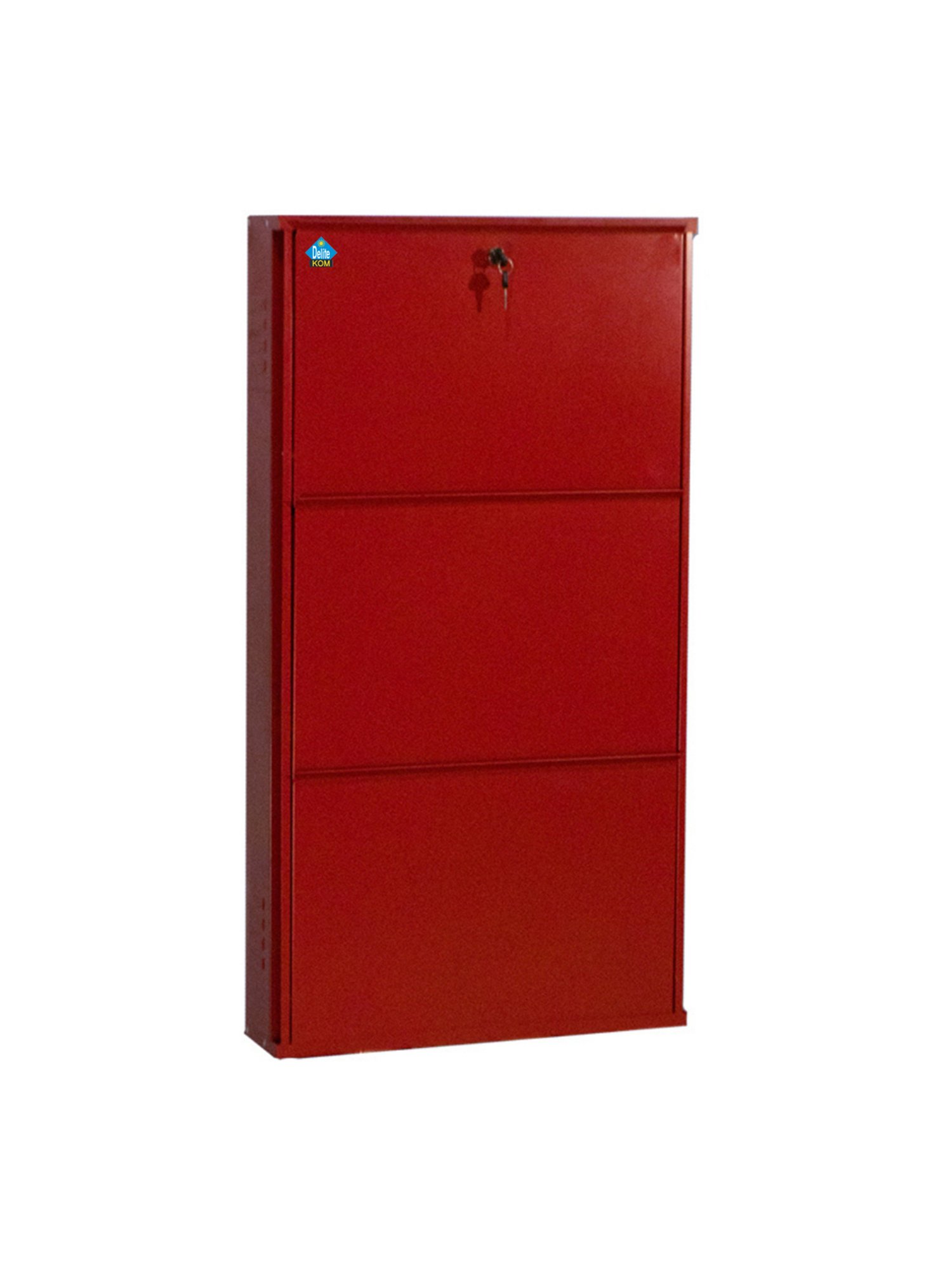 Delite Kom Metal Shoe Rack - 20" 3 Shelf, Brick Red, PowderCoat, Wall Mount, DIY