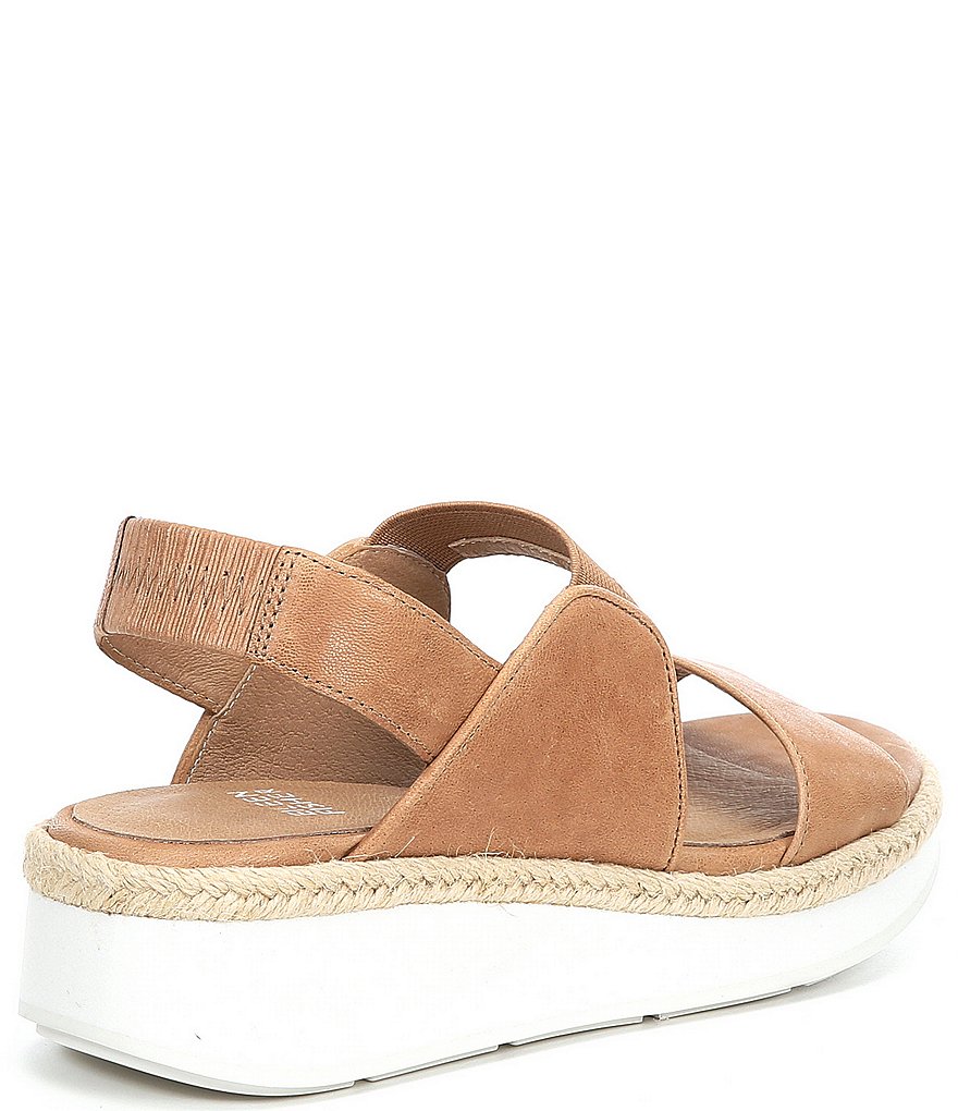 Eileen Fisher Dash Leather Elastic Platform Wedge Sandals