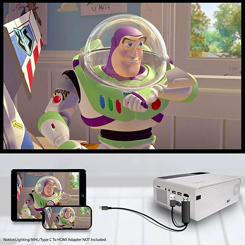 Mini Projector  Video Projector Outdoor Movie Projector 4200 lux LED Portable Home Theater Projector 1080P and 200quot Supported Compatible with PS4 PC via HDMI VGA TF AV and USB