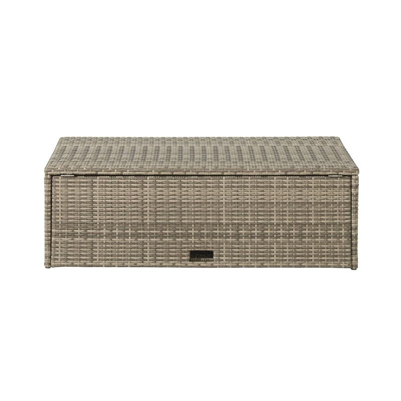 6pc Wicker Rattan Patio Sofa Set with Blue Cushions - Accent Furniture