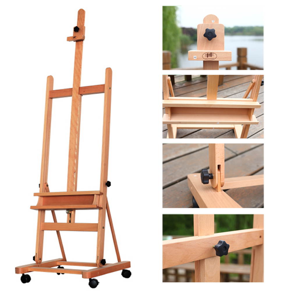 360-Degree Spinner Wheel Red Beech Wood Rolling Easel Wood Color