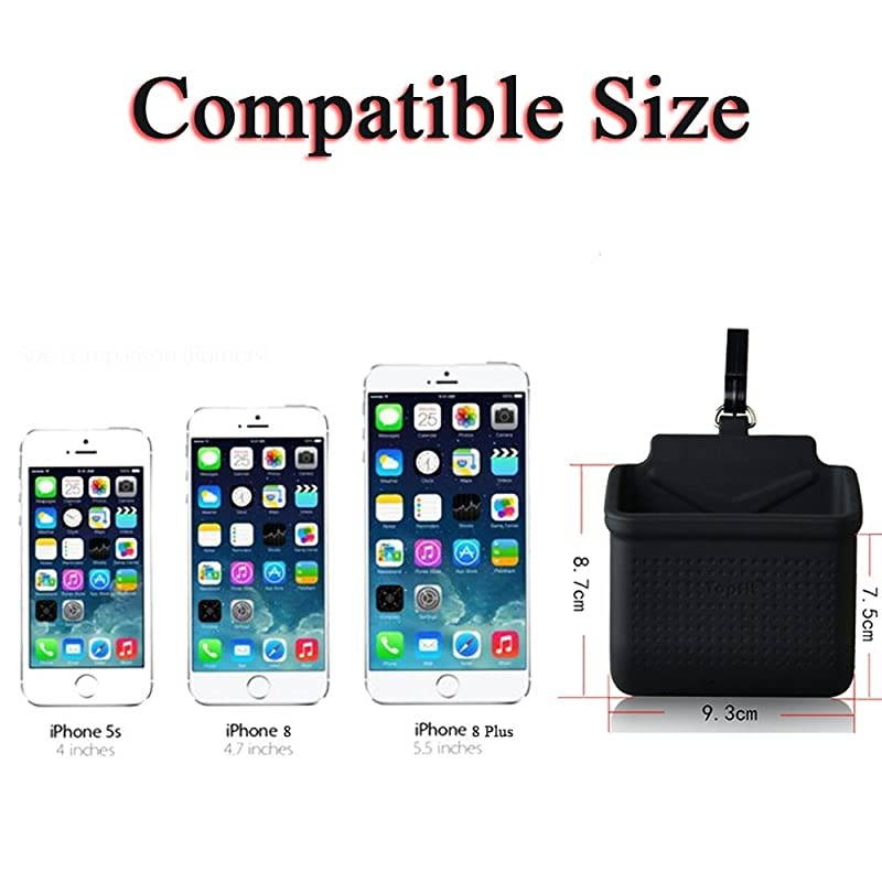 Car Air Vent Cell Phone Holder Car Mount Phone Holder Pocket Organizer Car Cradle Mount Pouch Bag Box Tidy Storage Coin Key Case Sunglasses Organizer with Hook(Black)