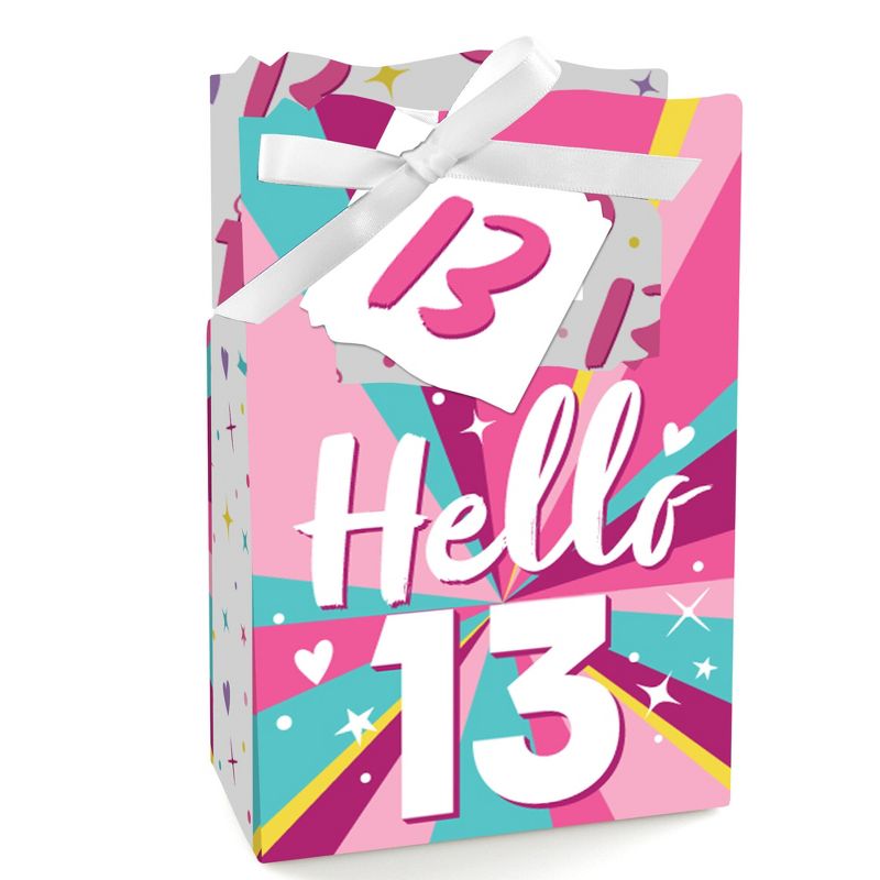 Big Dot of Happiness Girl 13th Birthday - Official Teenager Birthday Party Favor Boxes - Set of 12