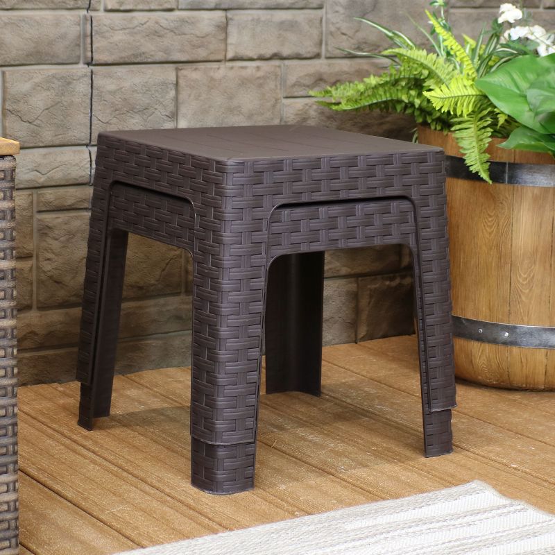 Aluminum Square Patio Side Table - Brown - Crestlive Products