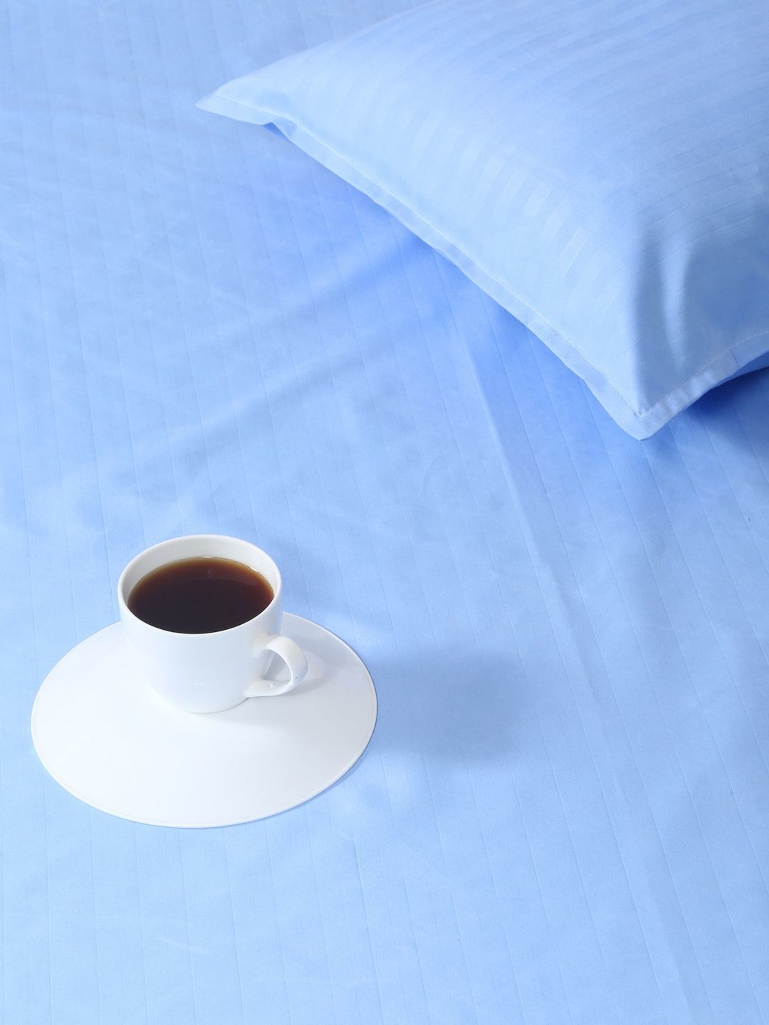 Klotthe Stripes Blue 210 TC Cotton Blend King Size Bed Sheet with 2 Pillow Covers