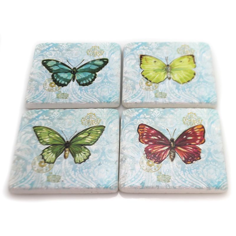 Home & Garden 3.75" Papillions Coaster Set Butterflies Manual Woodworkers And Weavers  -  Coasters