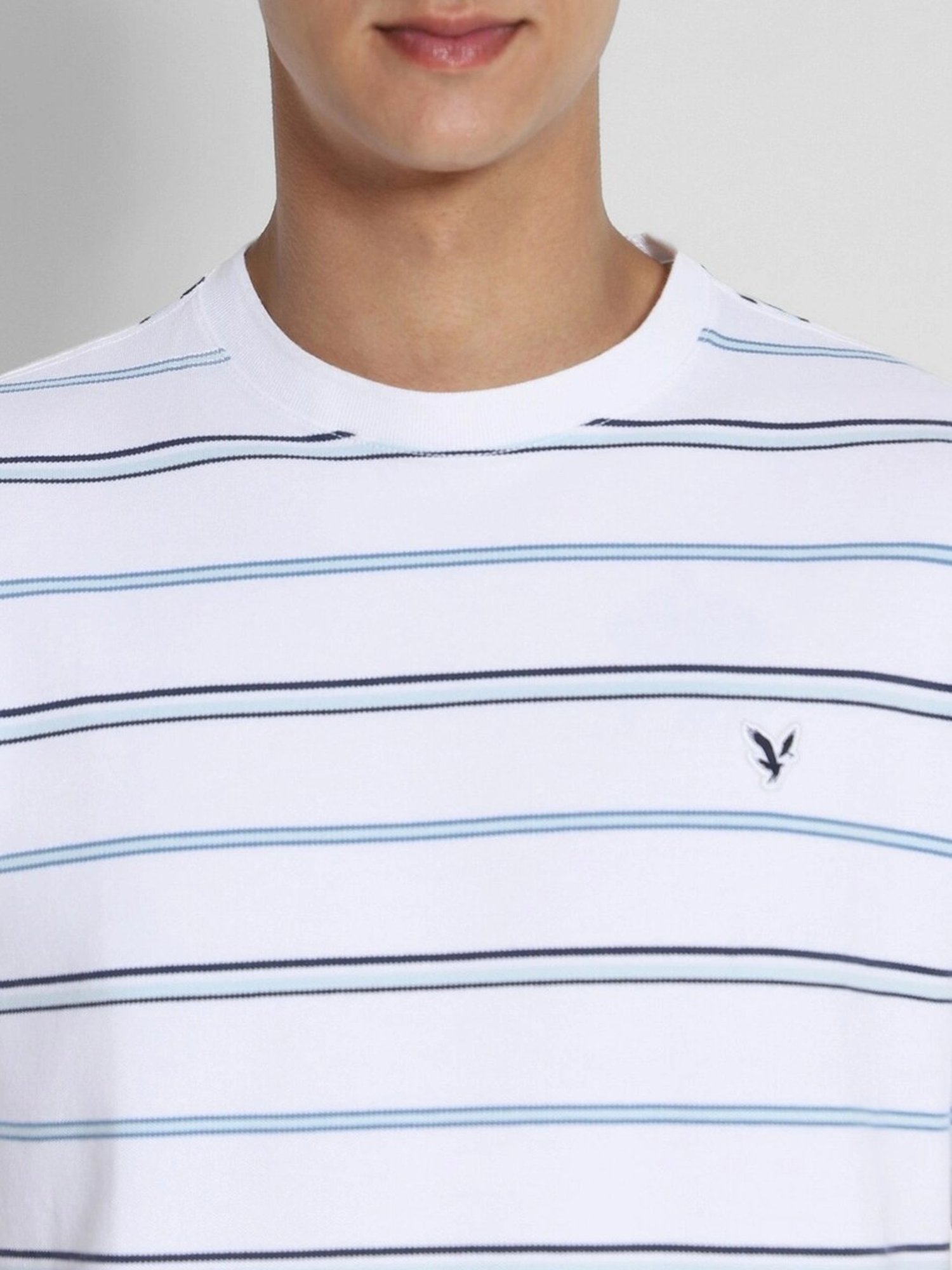 American Eagle White Cotton Regular Fit Striped T-Shirt