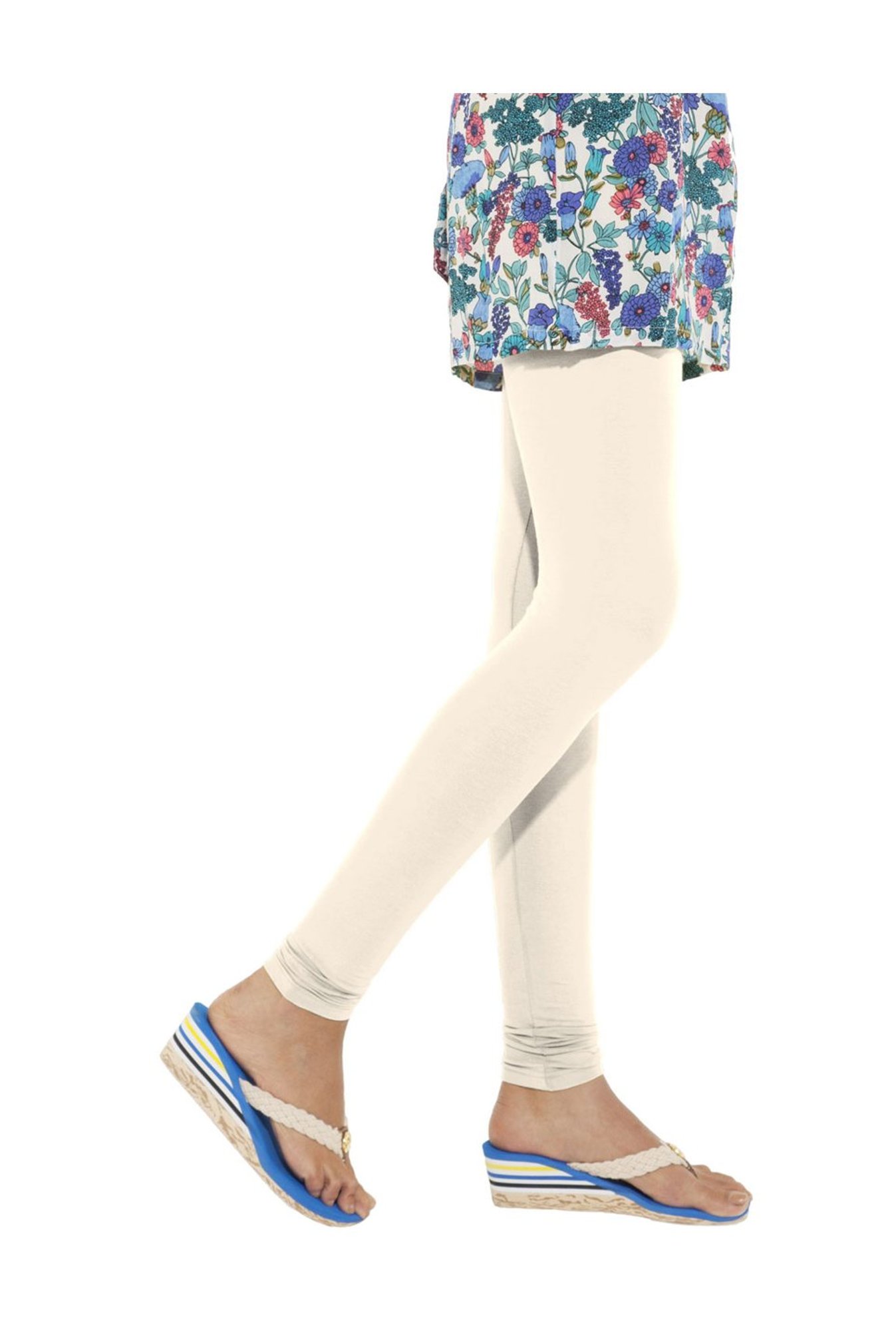 Go Colors Cream Skinny Fit Churidar