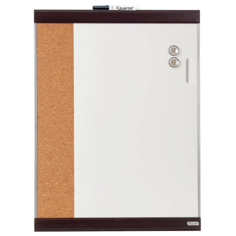 Quartet 18" x 24" Magnetic Combination Board - Aluminum & Mahogany Finish Frame