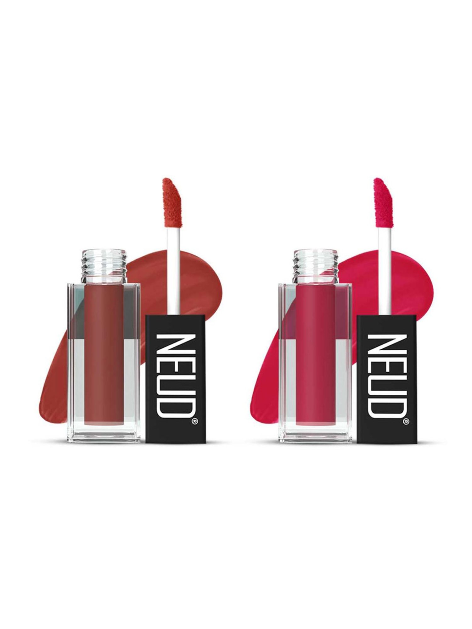 Neud Matte Liquid Lipstick Combo Jolly Coral & Hottie Crush with Two Lip Gloss Free