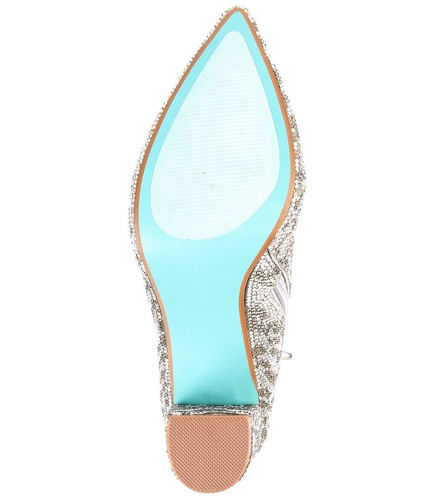 Blue by Betsey Johnson Cady Zebra Rhinestone Embellished Block Heel Booties