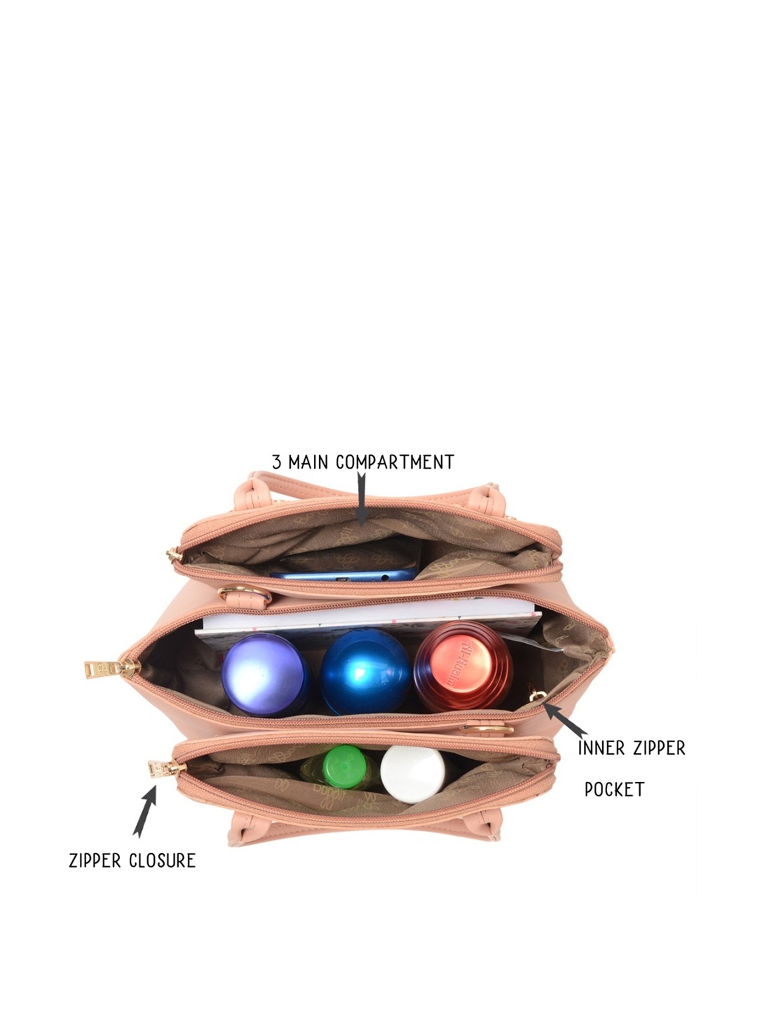 Baggit Pink Solid Medium Handbag