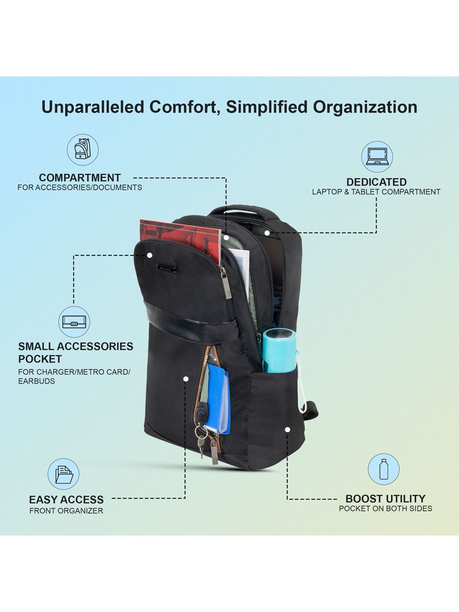 Red Tape 36 L Black Large Laptop Backpack