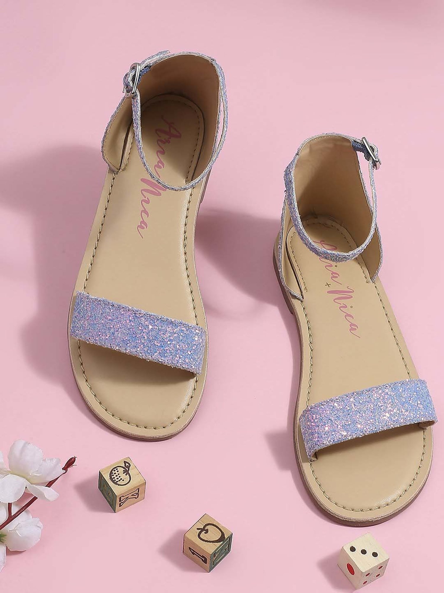 Aria Nica Kids Spark Lavender & Beige Ankle Strap Sandals