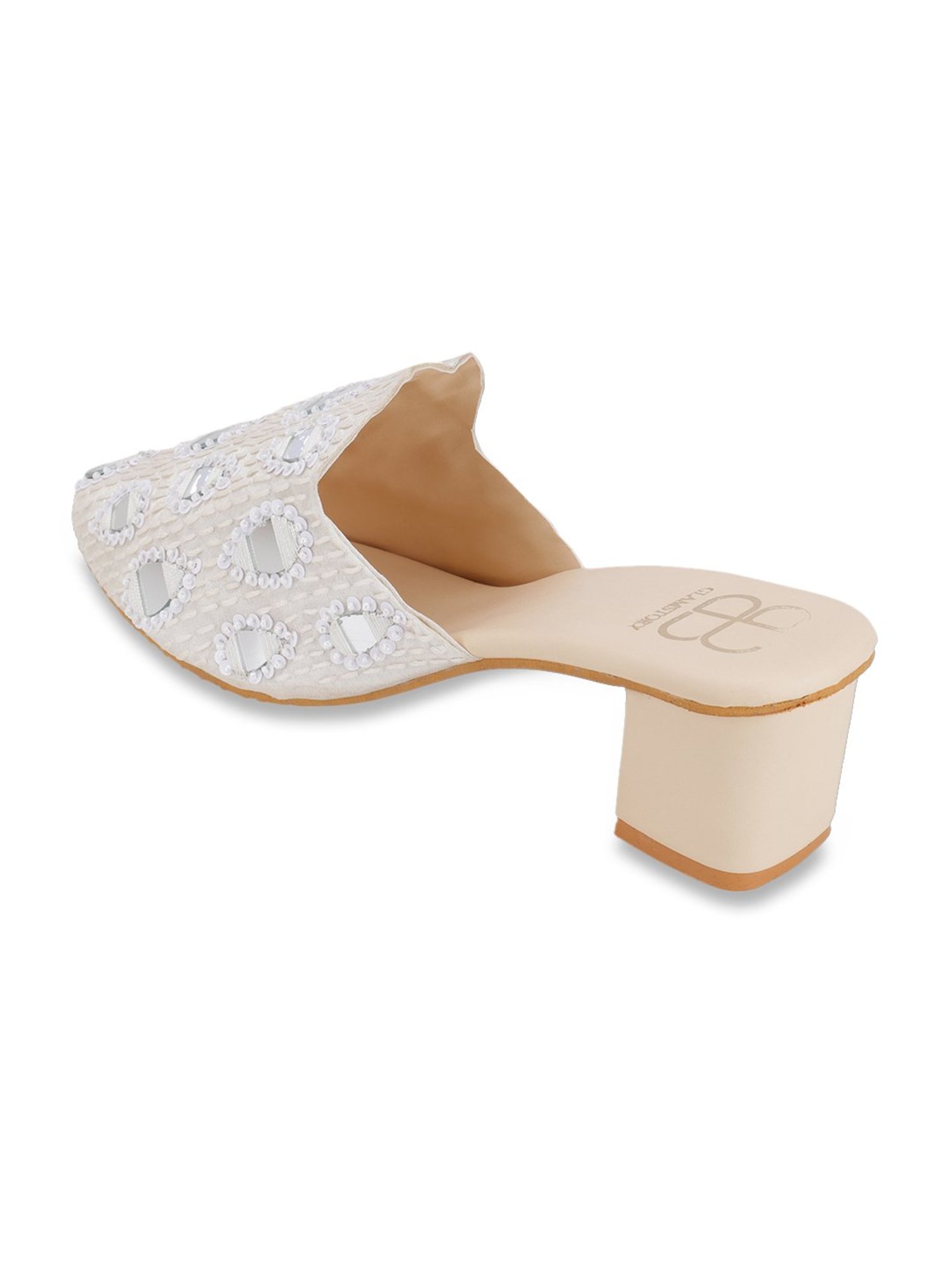 Glam Story Women's Masakali White Mule Shoes