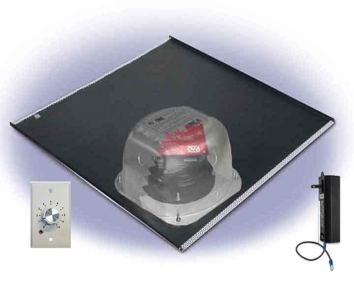 One Source, 6" Integratable Amplified In Ceiling Speakers on a 2X2 Full Grill (One Speaker Package with Bluetooth Volume Control)