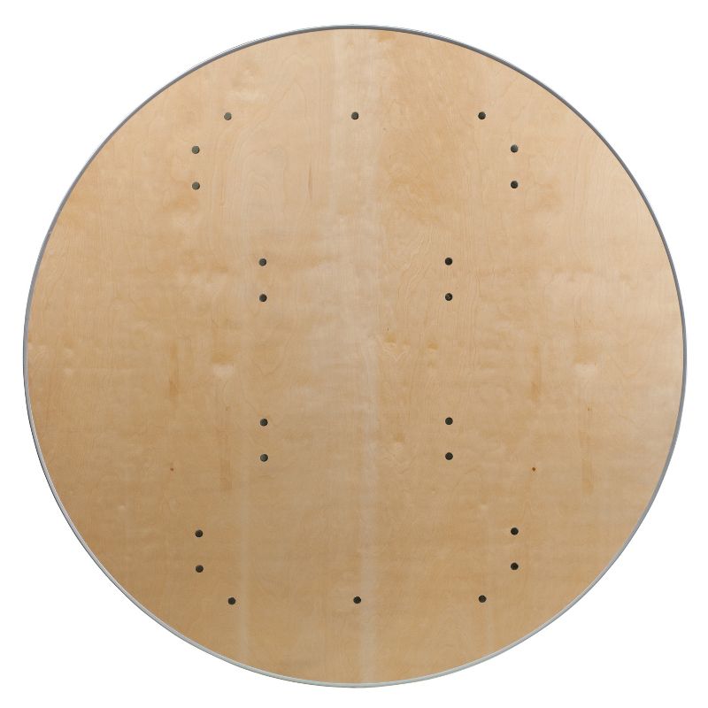 Emma and Oliver 4-Foot Round HEAVY DUTY Birchwood Folding Banquet Table with METAL Edges