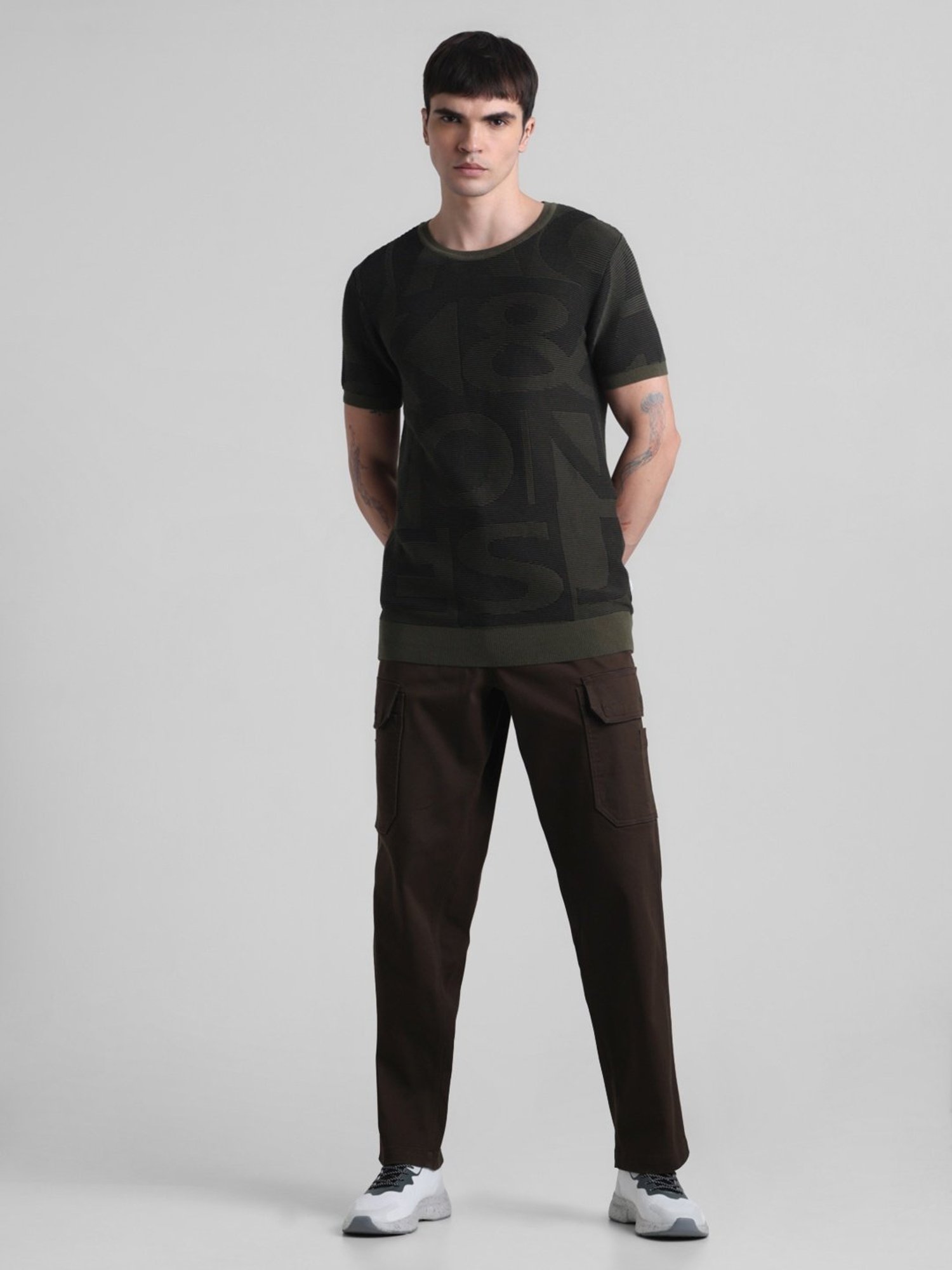 Jack & Jones Cypress Cotton Slim Fit Self Pattern Sweater