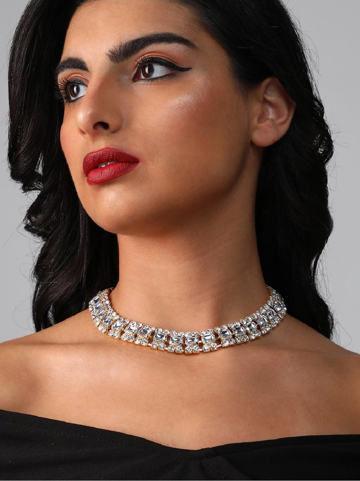 Sohi silver plated designer party necklace for women