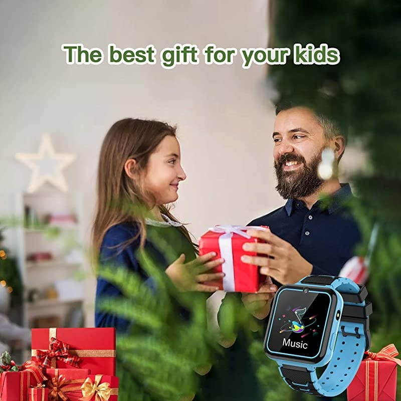 Kids Smartwatch Phone Music Player with SD Card Math Games,SOS Call,Camera,Alarm,Recorder,Calculator,Mp3,for Birthday Toys Children Boys Girls (Blue)