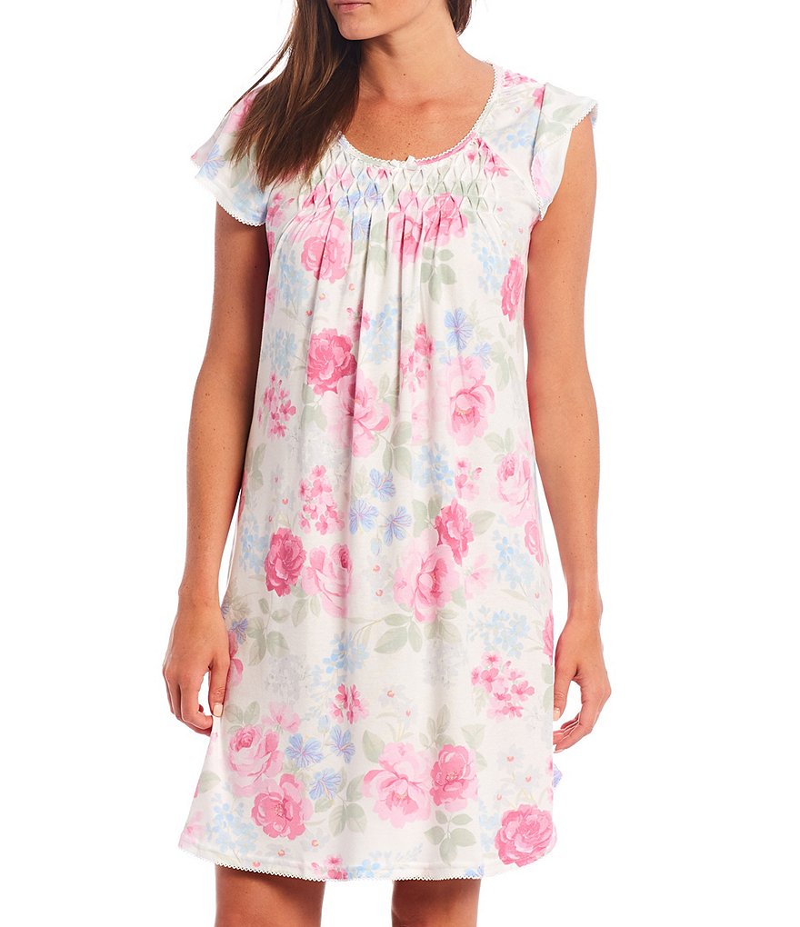 Miss Elaine Cottonessa Floral Print Knit Short Nightgown