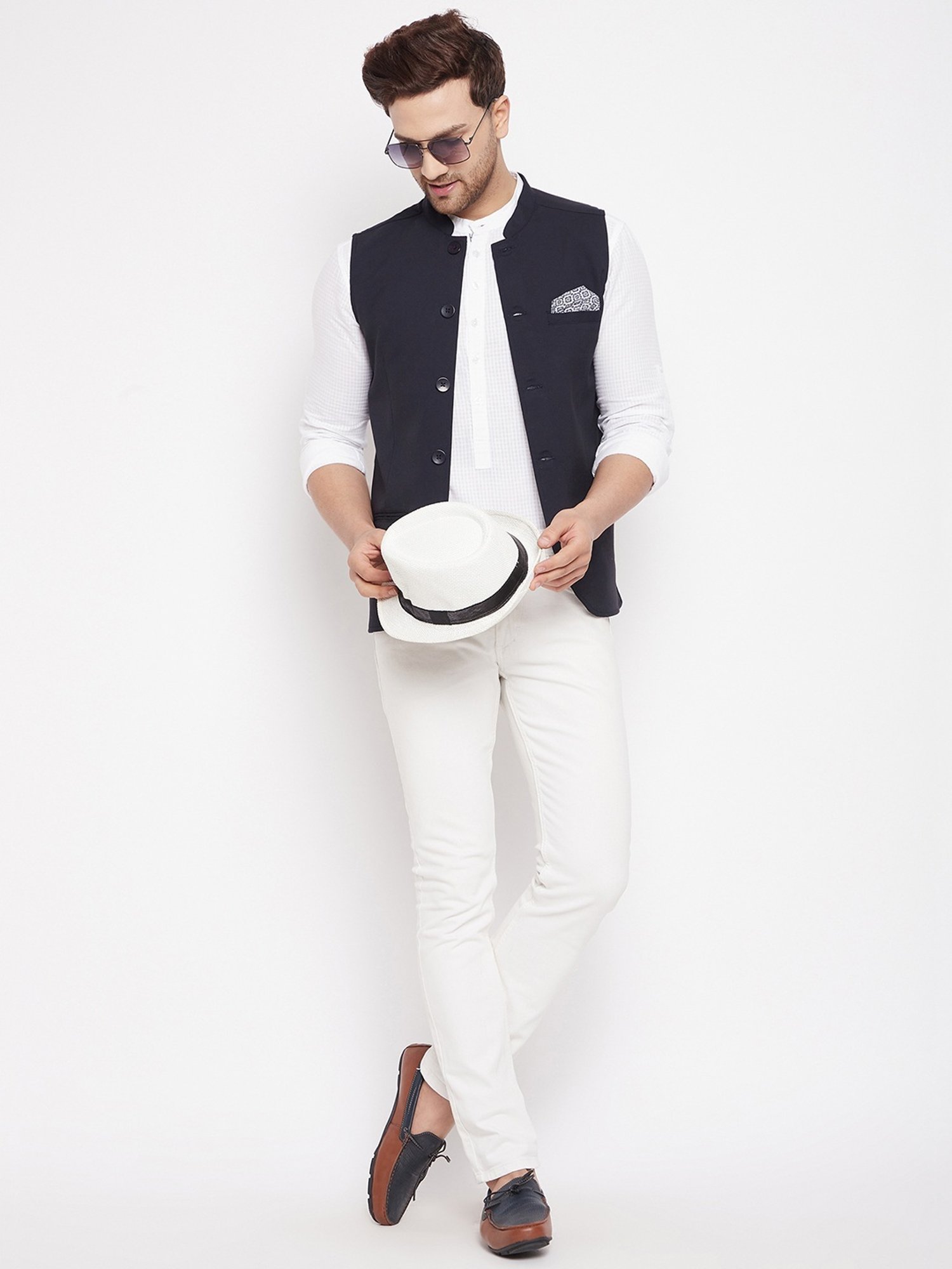 Even Blue Regular Fit Nehru Jacket