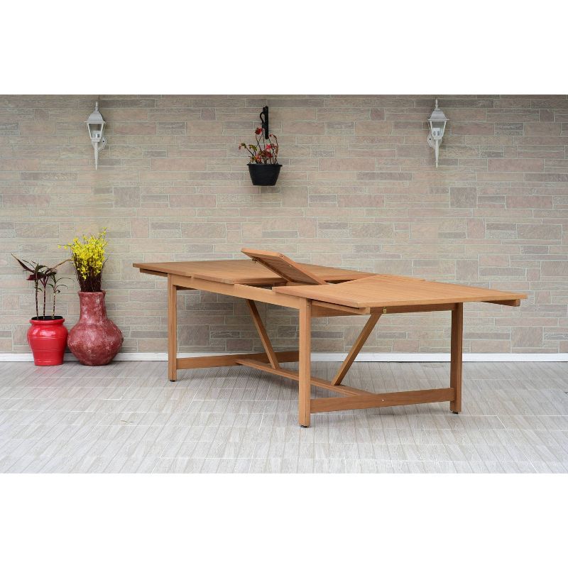 Elvis 9pc Rectangular Teak Finish/Resin Double Leaf Extendable Patio Dining Set - Gray - Amazonia