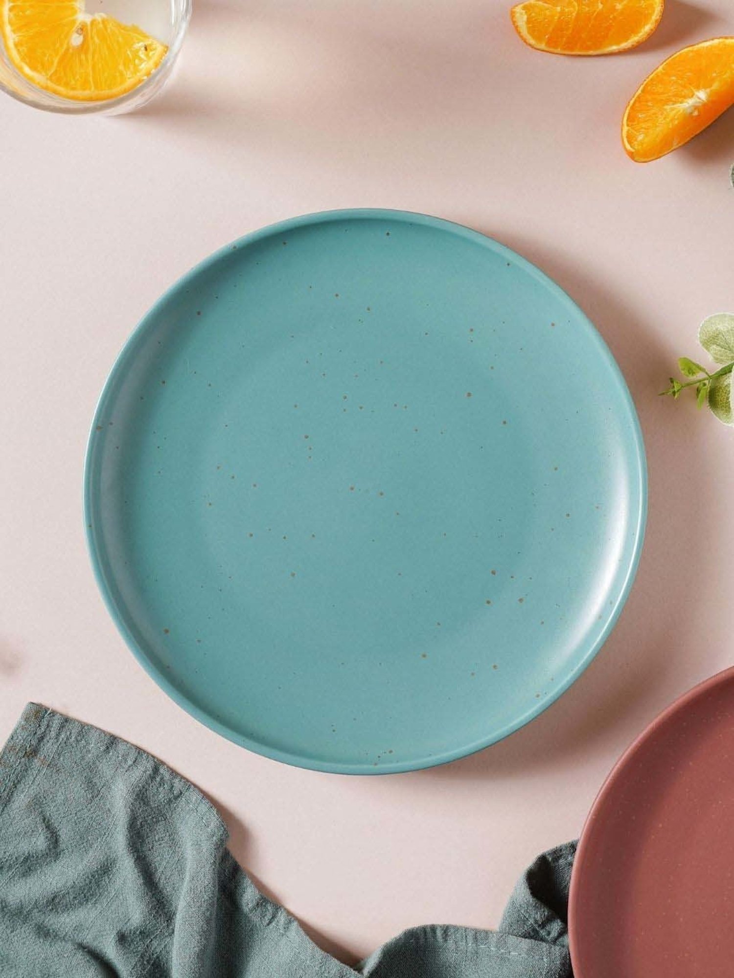 Nestasia Turquoise Color, Microwaveable, Lead-Free & Food-Safe Ceramic Snack Plate, 8-inch