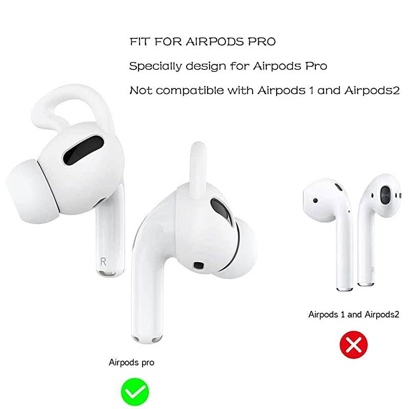 Ear Hooks for Airpods Pro,  Earphone Cover Compatible with Apple AirPods Pro - 3 Pairs White+1 Pair Black (for Airpods Pro Only)