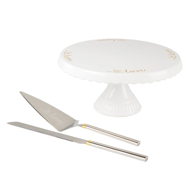 Cake Stand and Server Set White